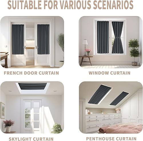 Miniatura 6 de Vatge Cortinas de luz lateral para puerta delantera, cortinas opacas grises para puerta de patio, panel de cortina de ventana de puerta de vidrio, 1