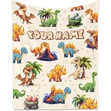 Personalised Dinosaur Blanket for Boys Girls   Custom Name Soft Flannel Throw for Kids, Cosy Fleece Blanket Gift, Ideal for Bedroom Sofa Couch Decor