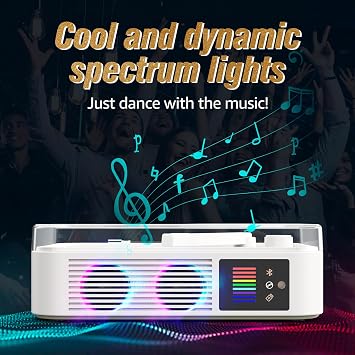 CD Player Portable Bluetooth LED Desktop Retro CD Players for Home with Speakers Rechargeble Battery Small Compact Vintage CD Player with Bluetooth Out & Input, USB, AUX Out, Remote Control