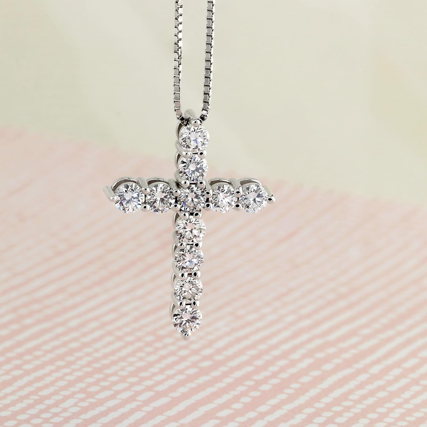 Diamond Wish 1/4 to 2 Carat Lab Grown Diamond Cross Pendant Necklace for Women and Men - Unisex 14k Gold Pendant - 16 to 18 Inch Adjustable Chain Necklace (H-I, SI1-SI2, cttw) Spring Ring Clasp