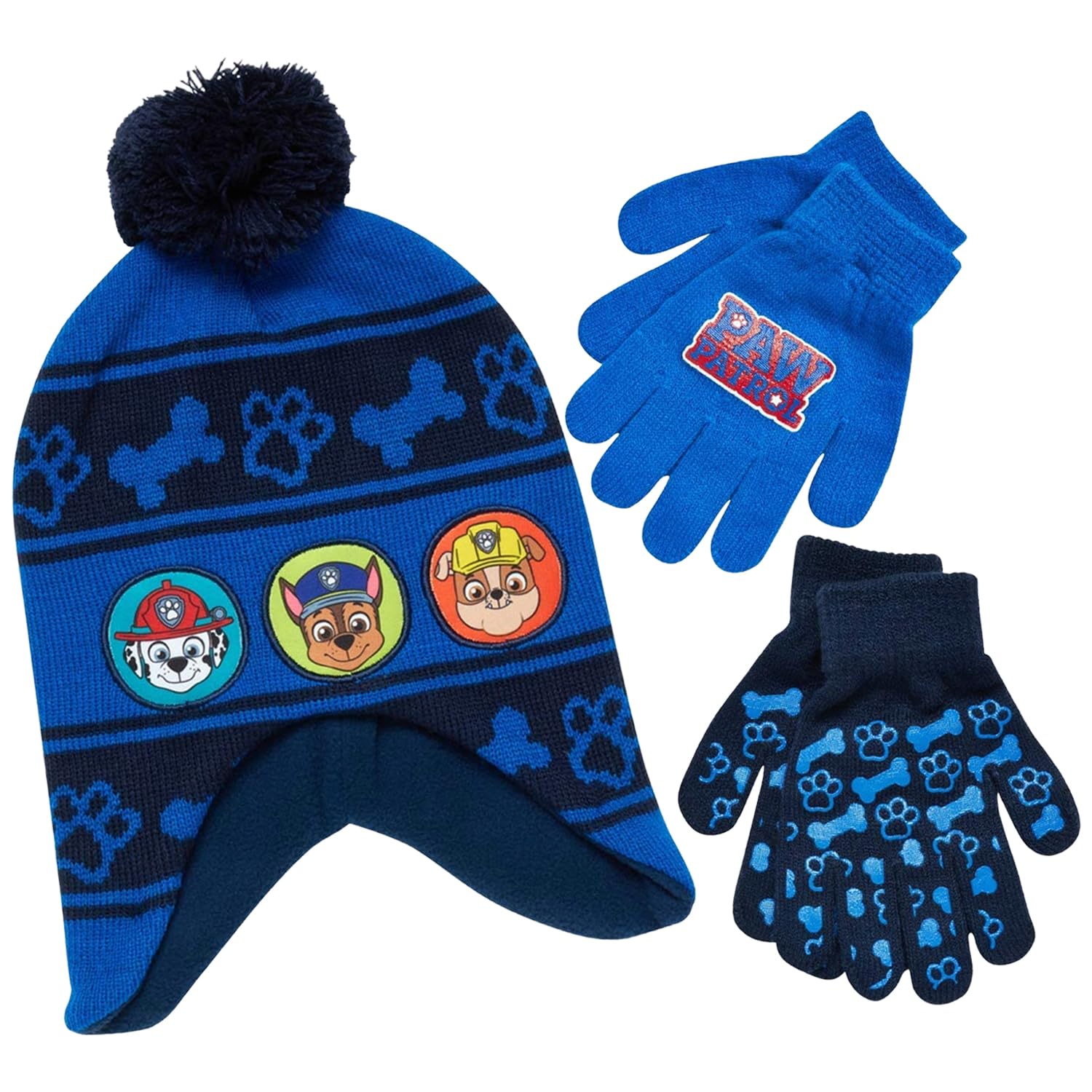 Boys Paw Patrol Winter Hat, 2 Pair Gloves or Mittens (Toddler/Little Boys)