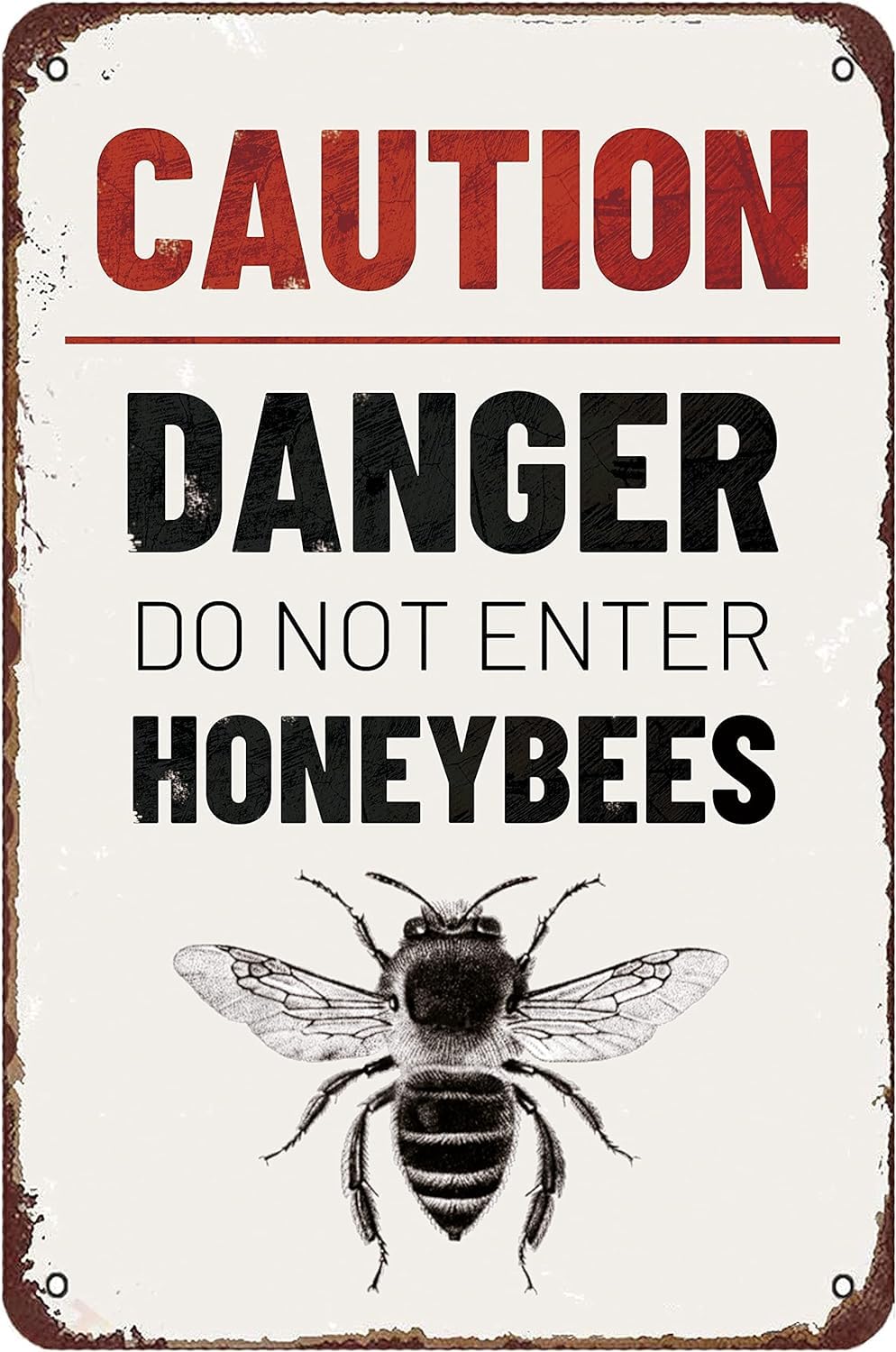 Kwqdozf Tin Sign-5 12X16inch Caution Danger Doenter Honeybees Vintage Metal Aluminum Tin Sign