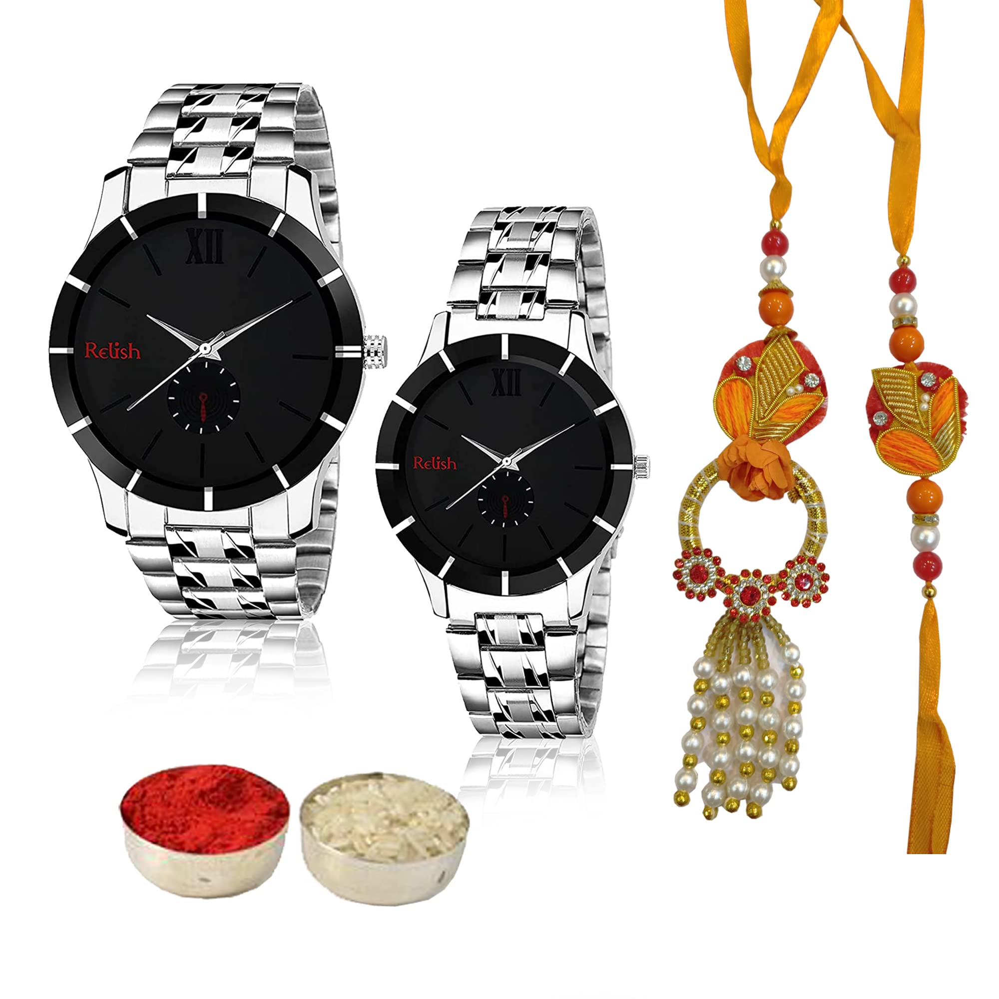 Relish Rakhi with Watch Gift for Brother and bhabhi Designer Rakhi Set Bhai & Bhabhi| Raksha Bandhan Gift for Watch, Rakhi for Bhabhi & Bhaiya| Couple Watch Set (B0C94C76JF) Amazon Price History, Amazon Price Tracker