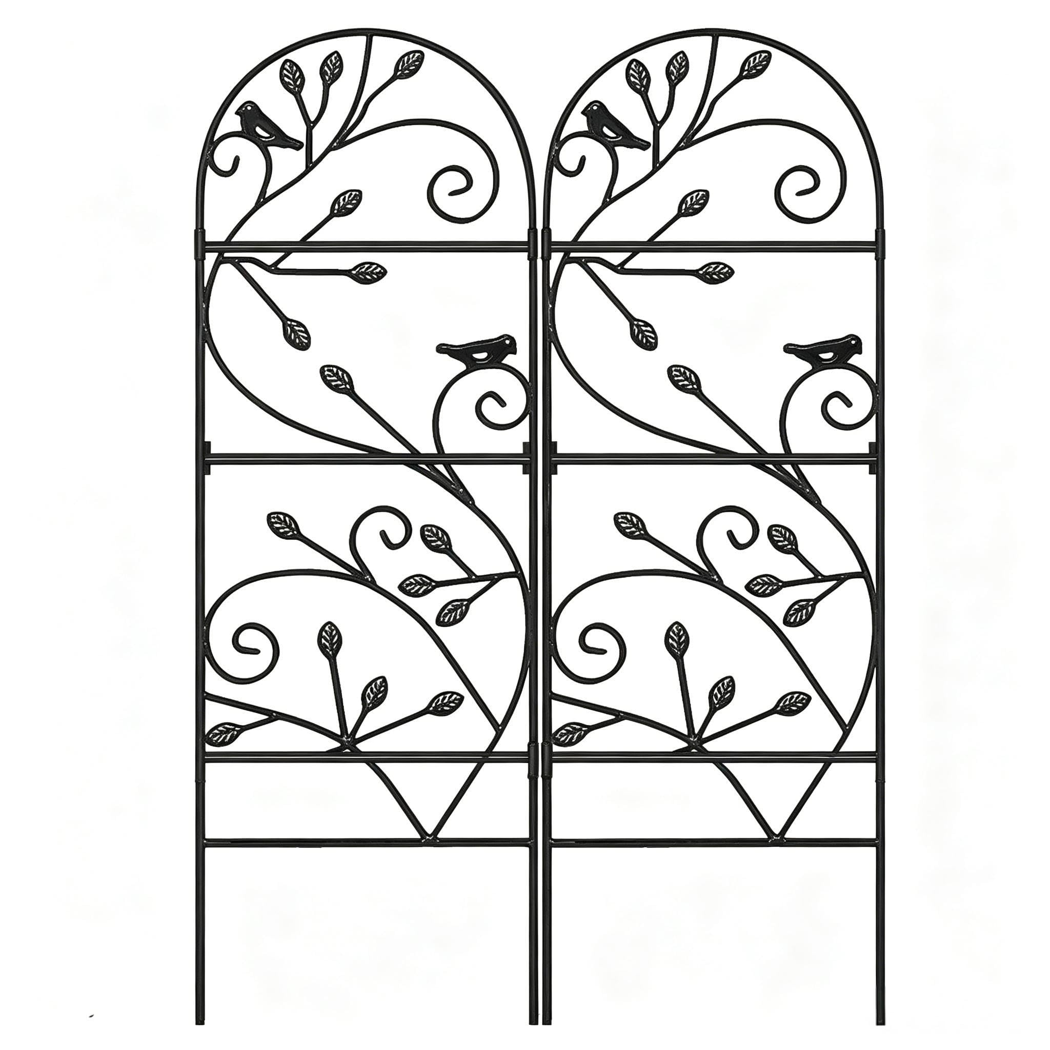 AMAGABELI GARDEN & HOME Kratka ogrodowa do roślin pnących na zewnątrz, 117 x 38 cm, czarna róża, żelazo, doniczkowe wsparcie, winorośl, kwiaty, patio, metalowe kratki, kratki do winogron, ogórków
