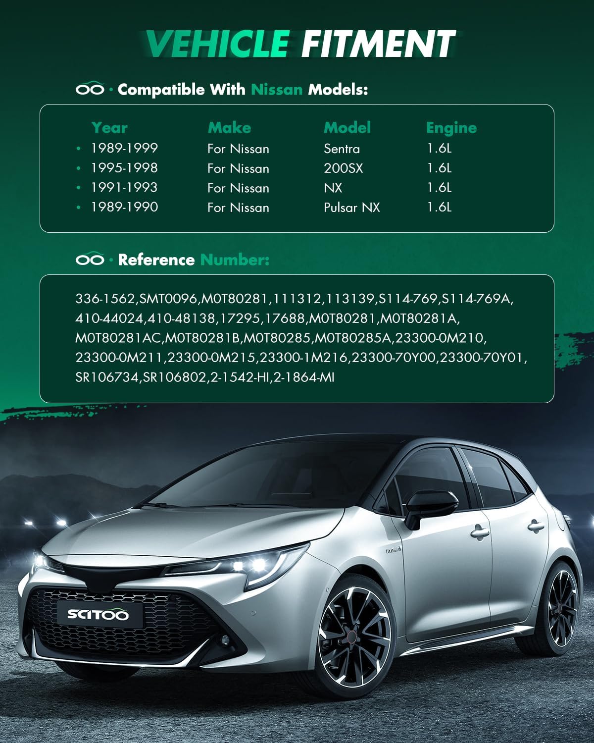 SCITOO Starter Motor 17295 17688 1995-1998 for Nissan 200SX 1.6L w/Manual Transmission 1993 for Nissan NX 1.6L w/Manual Transmission 1993-1999 for Nissan Sentra 1.6L w 8 Teeth 1.2kw 12v CCW PMGR