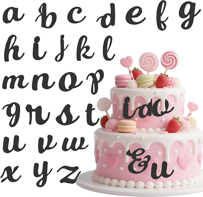 27-pcs Black Mirror Acrylic Lowercase Letter & Symbol Cake Toppers