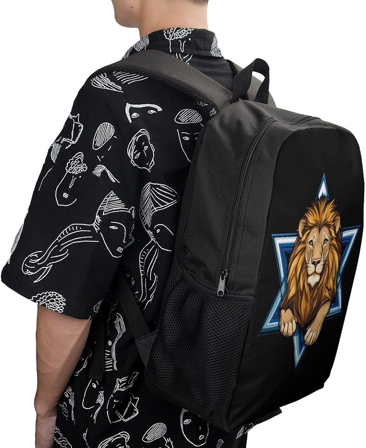 Jewish Israel Lion Laptop Backpack for Men Women 17 Inch Shoulder Bag Travel Daypack