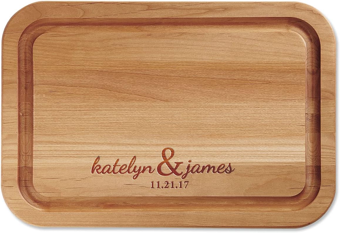 Couples Personalized Red Alder Wood Cutting Board Custom