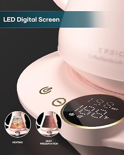 Miniatura 6 de Hervidor eléctrico de cuello de cisne con control de temperatura de  1  para verter sobre café y té, calentamiento rápido, acero inoxidable sin BPA,