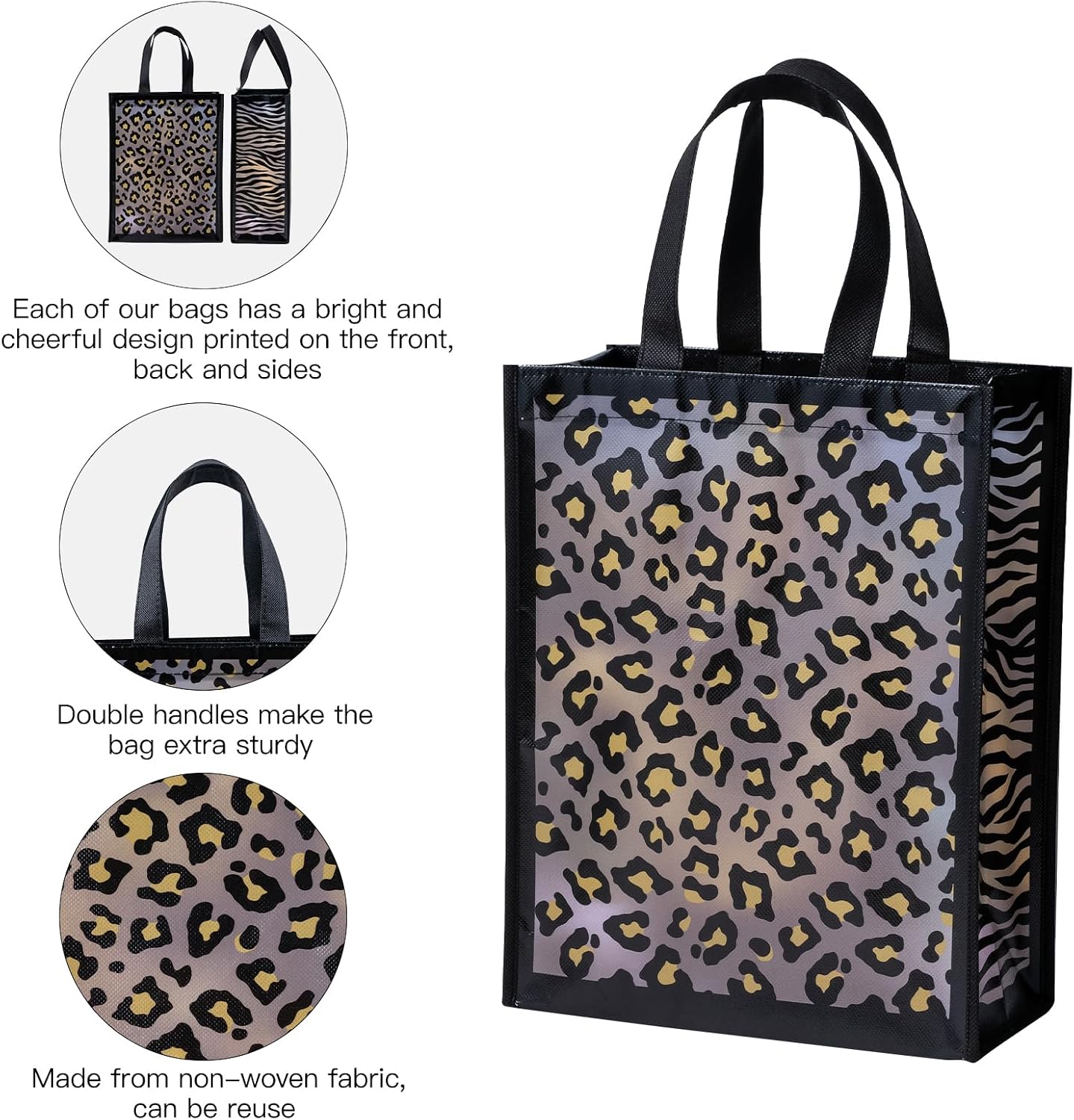 WRAPAHOLIC Large Reusable Birthday Gift Bag with Handles - 10 x 5 x 13 inch - Floral Happy Birthday image 4
