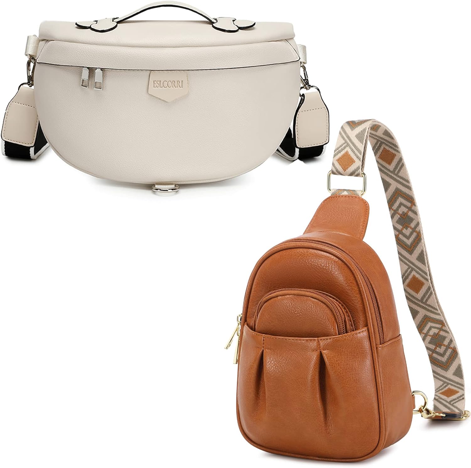 Eslcorri Small Sling Bag Fanny Pack Crossbody Bags for Women Vegan Leather Chest