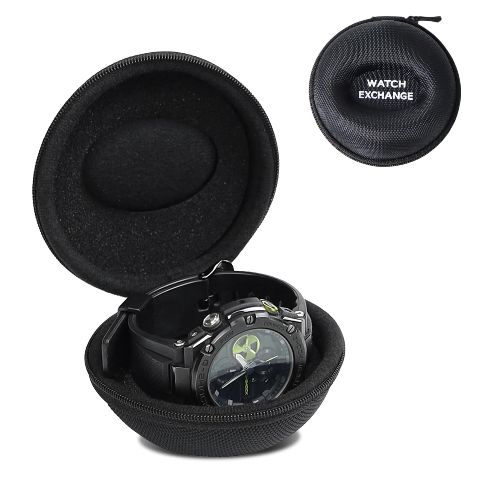 Uhrenreisetasche, 1 Schlitz, Aufbewahrungsbox für eine Uhr, passend für alle Armbanduhren und Smartwatches bis 50 mm (schwarz)