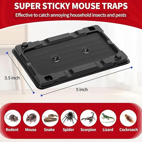 Miniatura 2 de LULUCATCH, trampas para ratones, 20 unidades de trampas adhesivas para ratones en interiores para el hogar, trampas de pegamento a granel