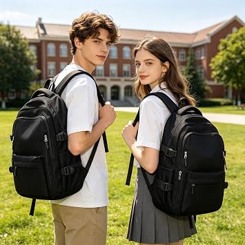 School Backpack School Bag for Teenage Girls Boys College Rucksack Lightweight Schoolbag Casual Backpack Dayback Women Bookbag College Waterproof 14 Inch Laptop Backpacks,E1-Black