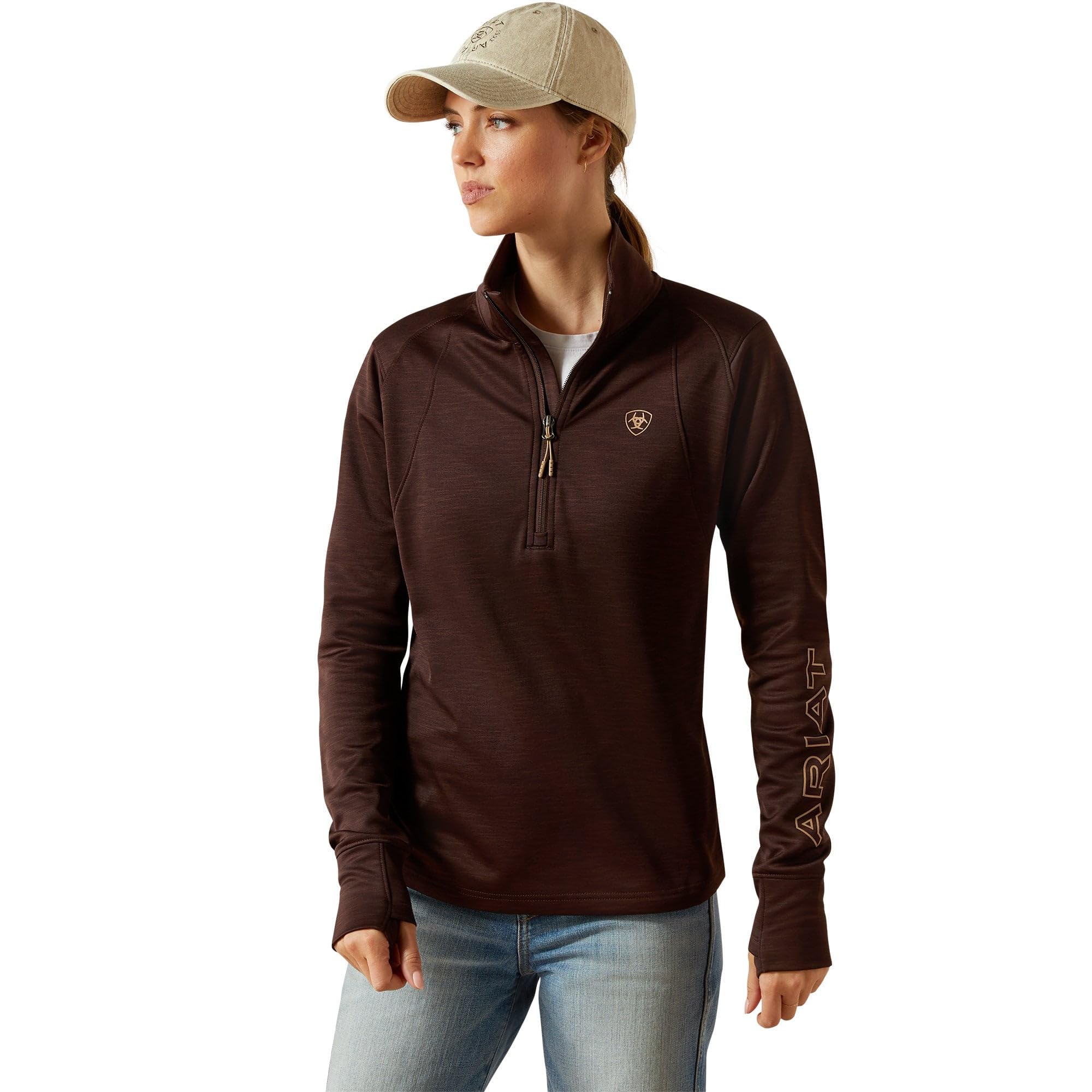 Ariat Men's Brown Team Wo Eq 1/2 Zip Pullover - Java