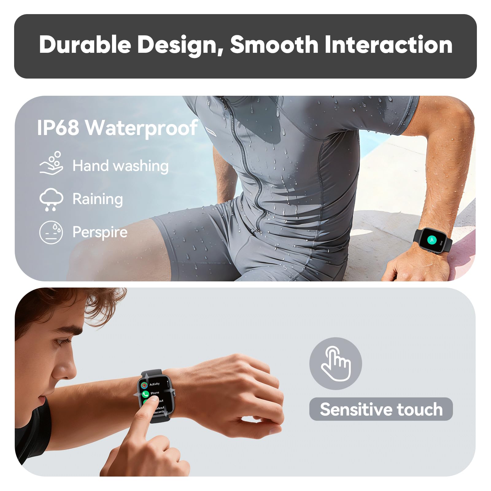 lukg Smartwatch Uomo Donna Orologio Fitness: 1,85" Orologio Smartwatch Chiamate Bluetooth Impermeabile 112+ Modalità Sportive Monitoraggio Di Salute Smart Watch Per Android iOS Compatibile iphone