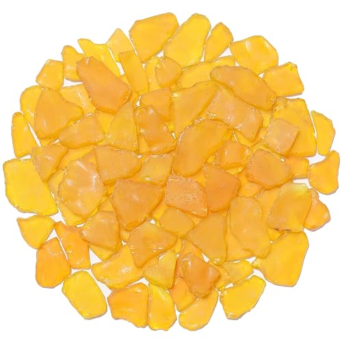 QYGL Sea Glass for Crafts - 14oz Yellow Frosted Seaglass