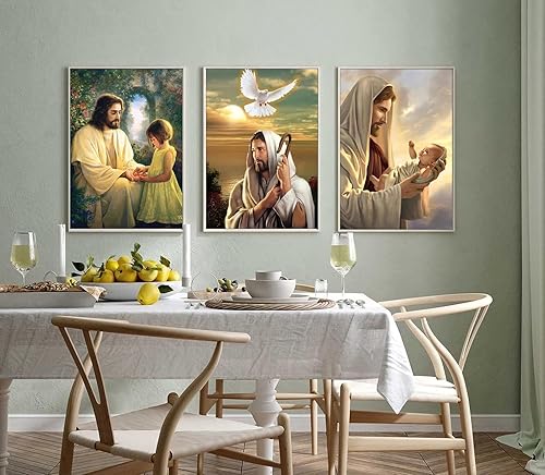 Miniatura 6 de 3 piezas de arte de pared religioso cristiano de Jesús, escritura, fe curada, lienzo para decoración de pared, imágenes estéticas, carteles,