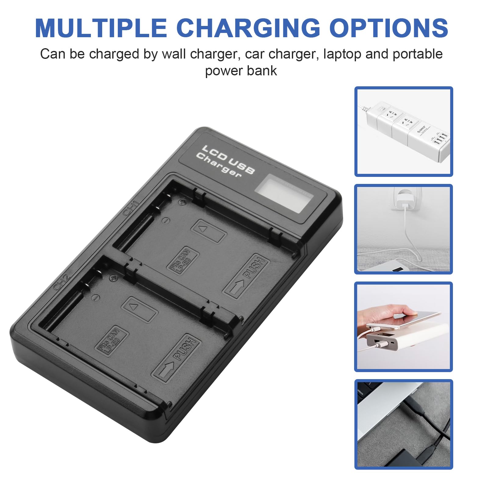 Newmowa LP-E8 vervangende batterij (2 stuks) en Smart LCD-scherm Dual USB-oplader voor Canon LP-E8 en Canon EOS Rebel T2i, T3i, T4i, T5i, EOS 550D, 600D, 650D, 700D, Kiss X4, X5, X6 Newmowa LP-E8 vervangende batterij (2 stuks) en Smart LCD-scherm Dual USB-oplader voor Canon LP-E8 en Canon EOS Rebel T2i, T3i, T4i, T5i, EOS 550D, 600D, 650D, 700D, Kiss X4, X5, X6