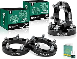 YHTAUTO 5x5.5 Wheel Spacers 1 inch Compatible with Chrysler, Dodge, Mitsubishi, Ram Models, Aspen, Dakota Tire Spacers w/ 9/16" & 12.9 Grade Studs, 108mm Hub Bore 5 Lug 4PCS Black Wheel Adapters