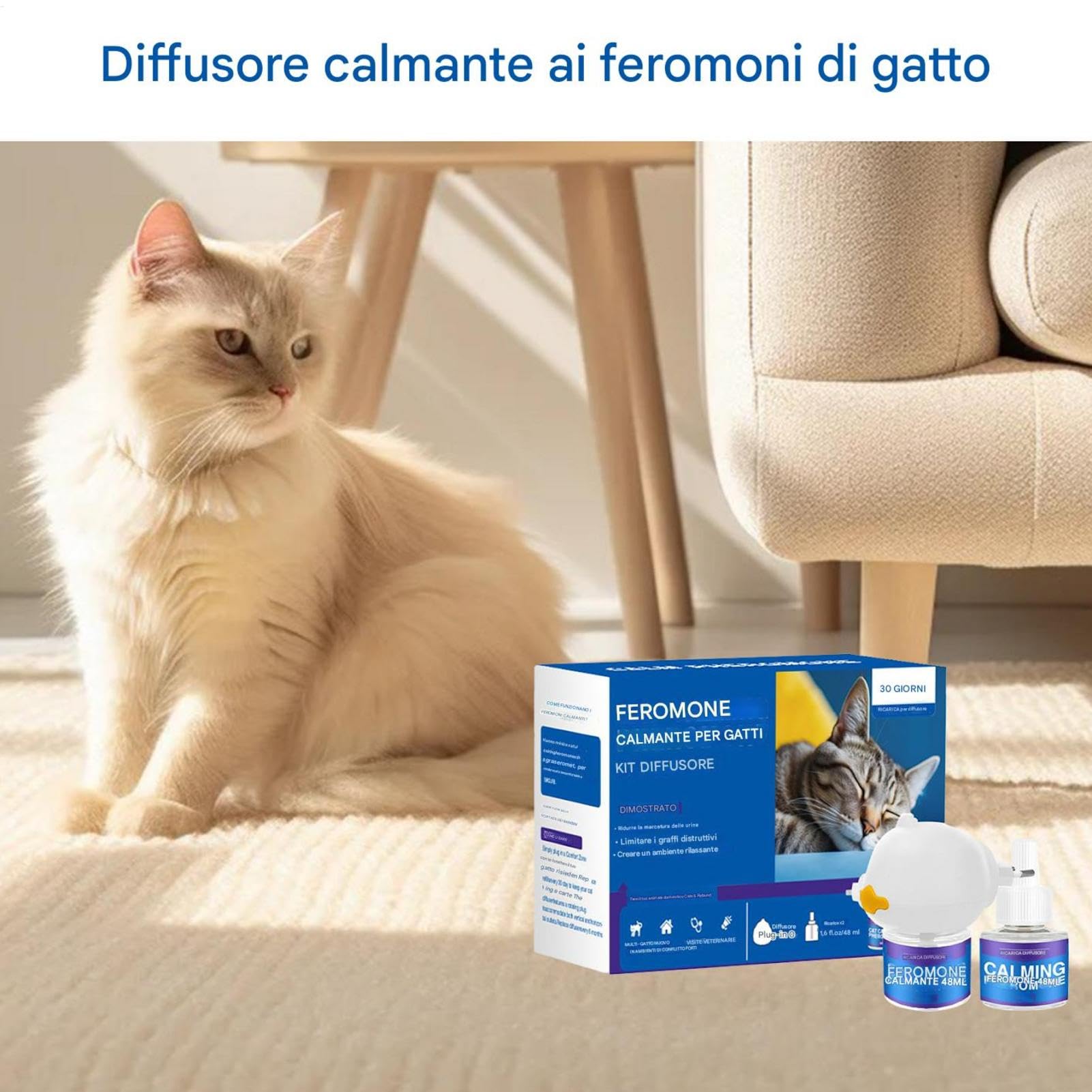 Diffusore rilassante per gatti | Gatti che calmano diffusore pheromone | Diffusore far fronte allos stress per gattini ricarica | Collegamento diffusore pheromone rilassamento per gatti