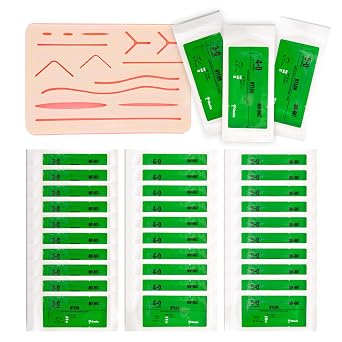 Suture Kit for Training & Practice 30 Nylon Sutures, Includes Practice Pad with 14 Pre-Cut Wounds, Thread & Needle, Medical & Nursing Student Training Pack