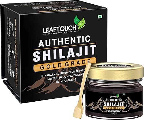 Leaftouch - Auténtica resina Shilajit de grado dorado, resina Shilajit pura del Himalaya, orgánica y de alta potencia, más de 85 minerales de traza