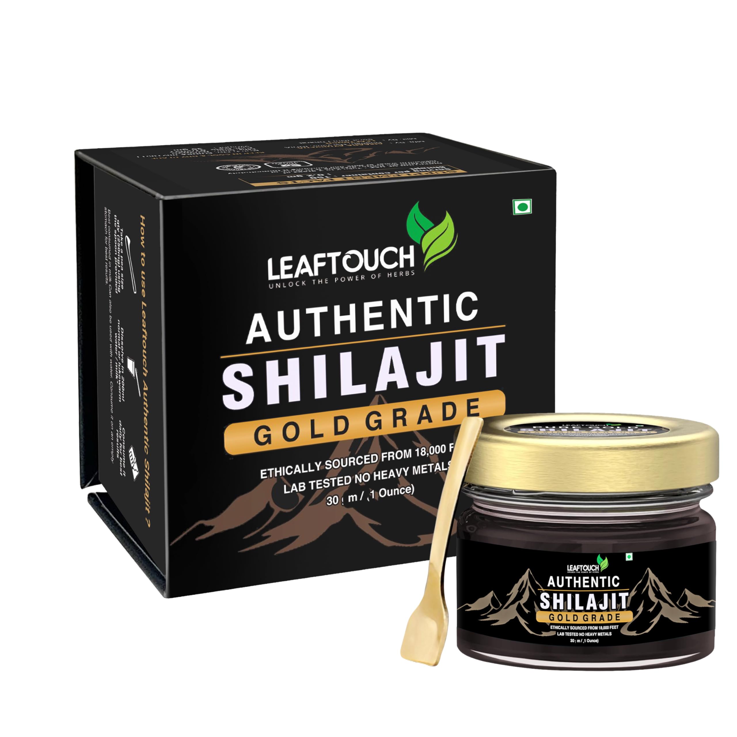 LEAFTOUCH-UNLOCK THE POWER OF HERBS Resina de Shilajit 77% ácido fúlvico e 10% ácido húmico 30 g