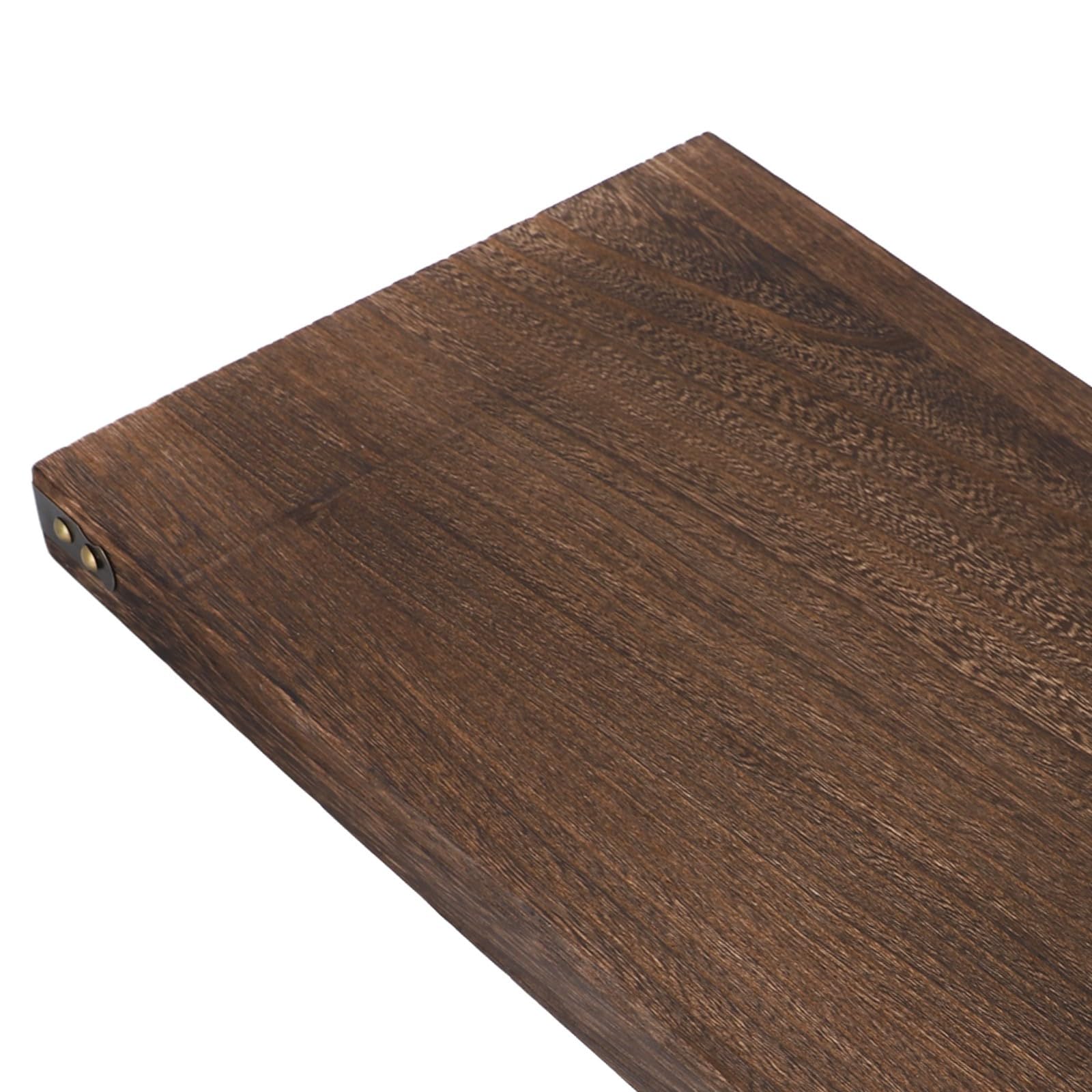 Plateau de service moderne en bois massif avec poignées pour une présentation élégante de table à thé et dessous de verre (grand)
