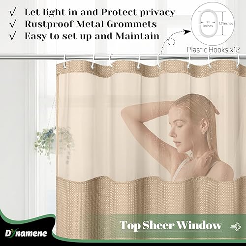 Vista 310 de Dynamene Cortina de ducha larga de tela negra – Cortinas de ducha de tela alta y resistente con textura de gofre, juego de cortina de baño de lujo