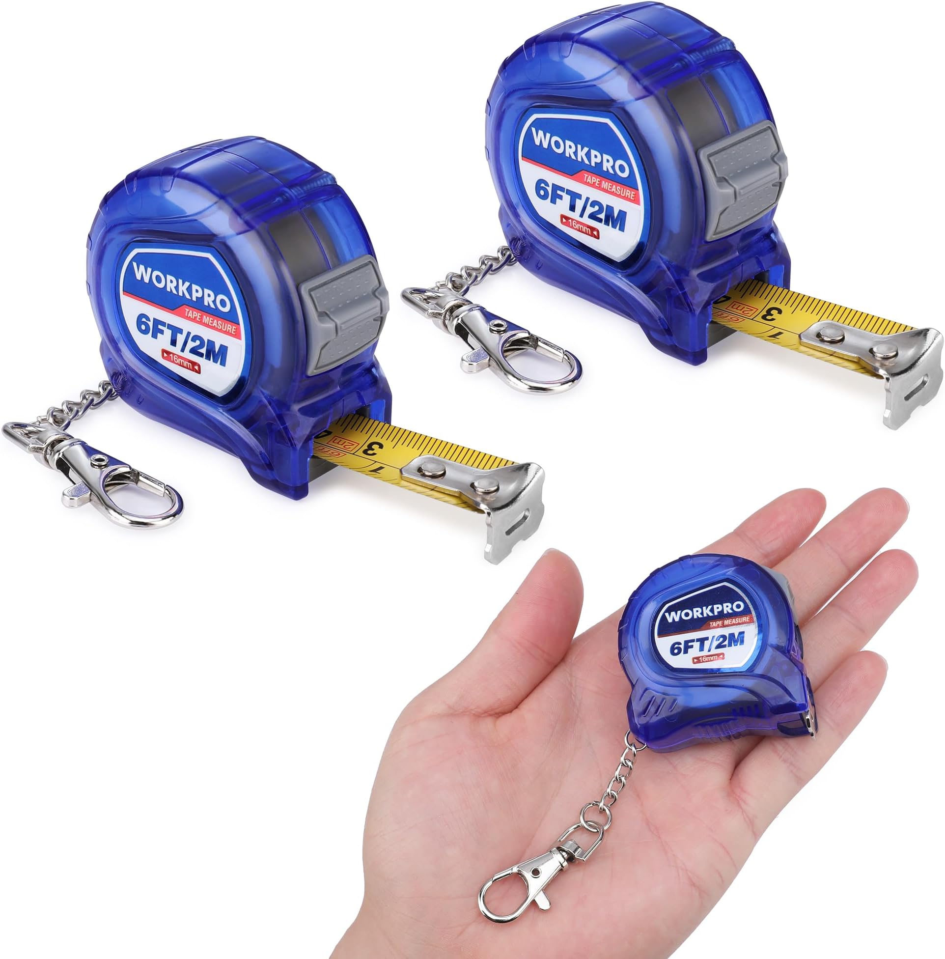 Mini Tape Measure, 2 Pcs 6FT Retractable Easy Reading Keychain Tape Measurement, Inch/Metric Scale Pocket Size Small Tape Measure for Engineer, Portable, ABS Protective Casing, Blue