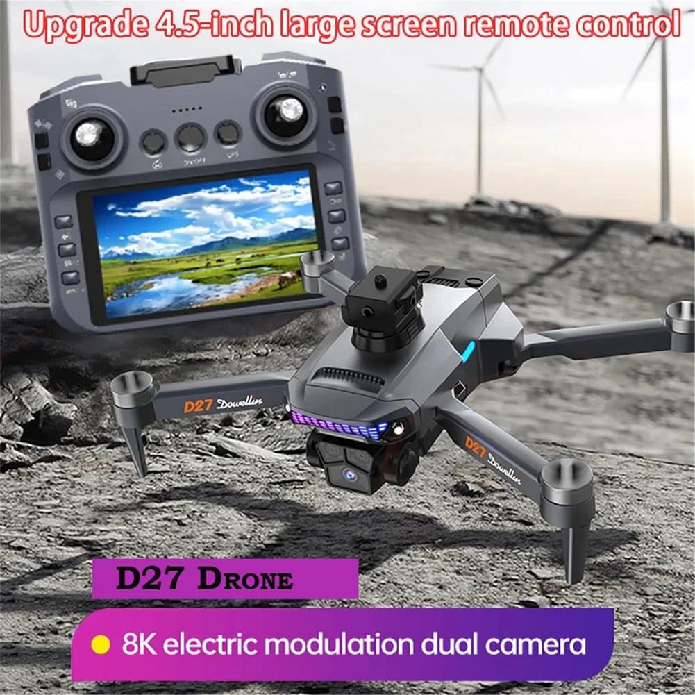 Triple Battery,Drone d27 PRO Max GPS 8k Telecamera HD Professionale 5g WiFi FPV 360° evitamento Ostacoli brushless Grande Schermo rc Quadcopter
