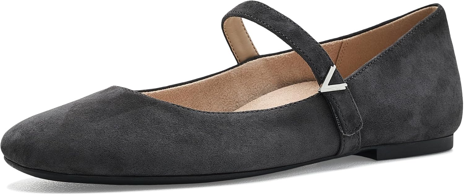 Vionic Womens Alameda Mary Janes Graphite Grey Suede 9.5 Medium