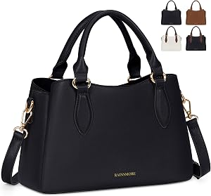 RAINSMORE Purses for Women Leather Handbags Small Top-Handle Bag Waterproof Hand Bags for Womens Ladies Satchel bags