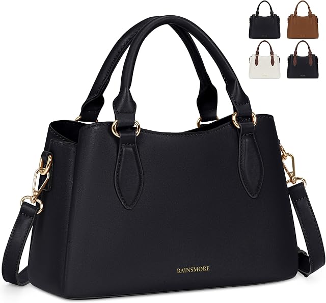 RAINSMORE Purses for Women Leather Handbags Small Top-Handle Bag Waterproof Hand Bags for Womens Ladies Satchel bags