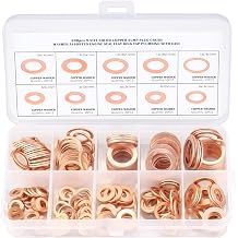 200 Pcs Copper Washers Assorted, Flat Washers Kit, Sump Plug Washer