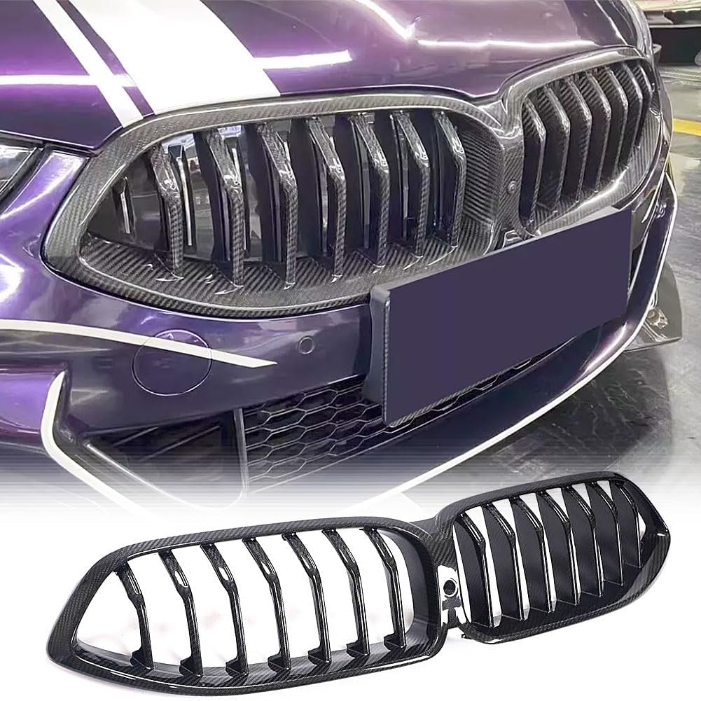 Dry Carbon fiber Front Grill Grille Fits for BMW 8 Series G14 G15 G16 2D 4D 2019-2022 Replacement Front Hood Grill Grille Cover Conversion Front Kidney Grille with Camera Hole