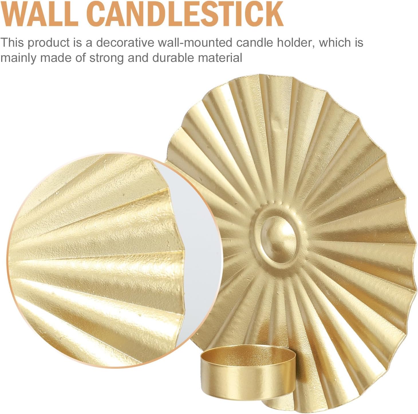 Golden Metal Decorative Candleholder Wall Mounted for Home Office