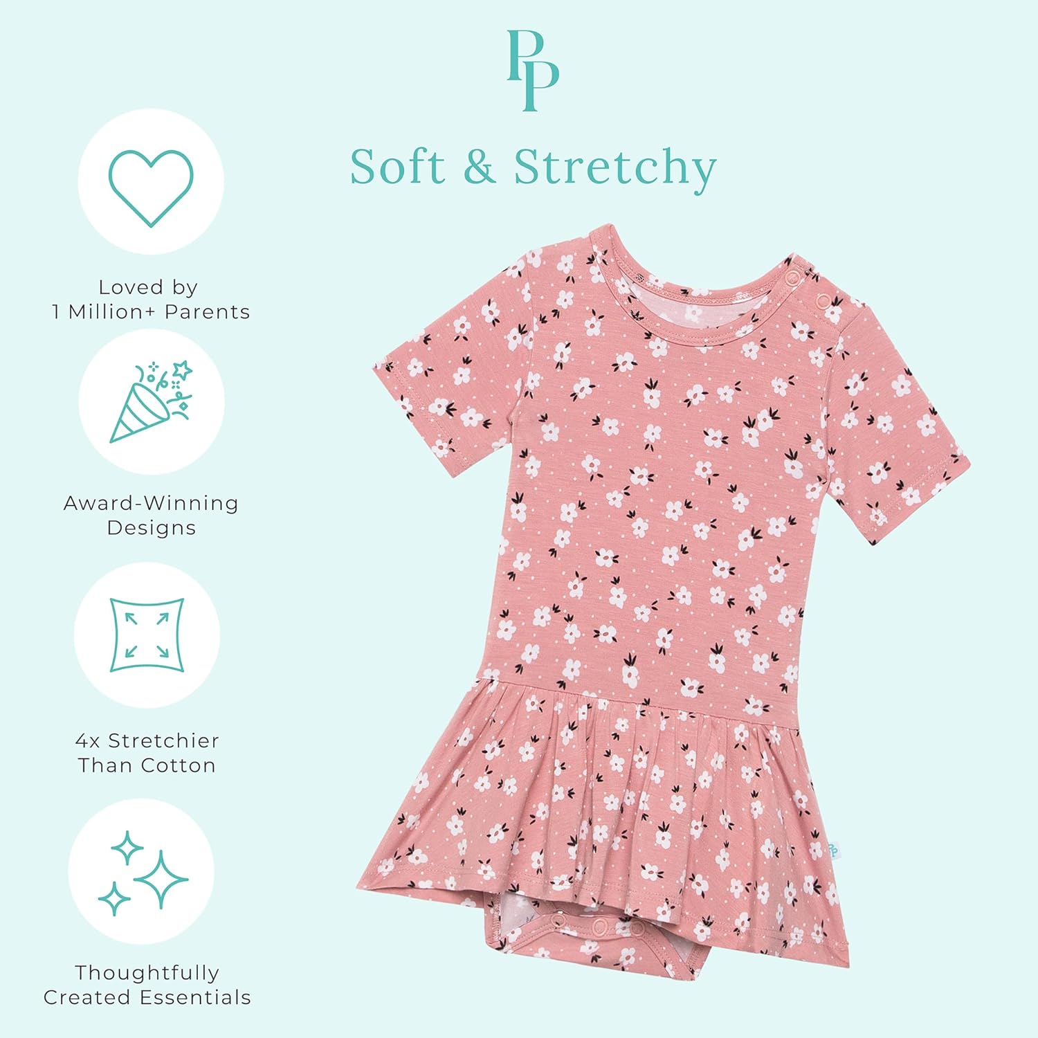 Posh Peanut Baby & Little Girls Dresses for Summer - Twirl Bodysuit Dresses for Girls Made of Soft Viscose from Bamboo - Image 3