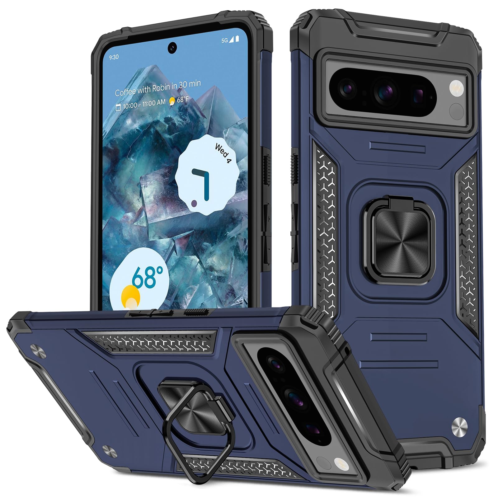 Funda para Samsung Galaxy A13 4G con Cristal Templado Protector Pantalla, Carcasa Antigolpes con Soporte anular metálico, Case Protectora de Grado Militar, Negro — view 52