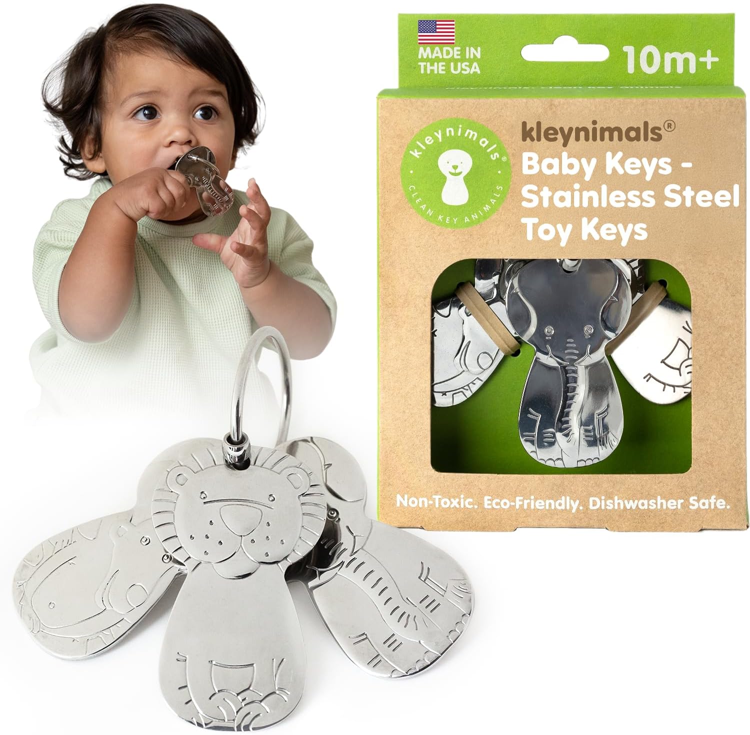 Kleynimals – Original Stainless Steel Toy Keys for Babies – Made in USA, Heirloom Quality, Safe, Non-Toxic, BPA-Free – Ideal for Sensory Play & Early Development - Mom Owned & Invented