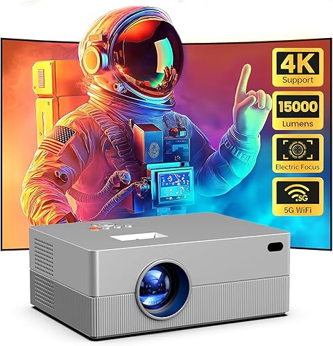 Miniatura 7 de [Enfoque eléctrico] Mini proyector con WiFi y Bluetooth, proyector portátil nativo 1080P compatible con 4K, proyector exterior de 15000L para cine