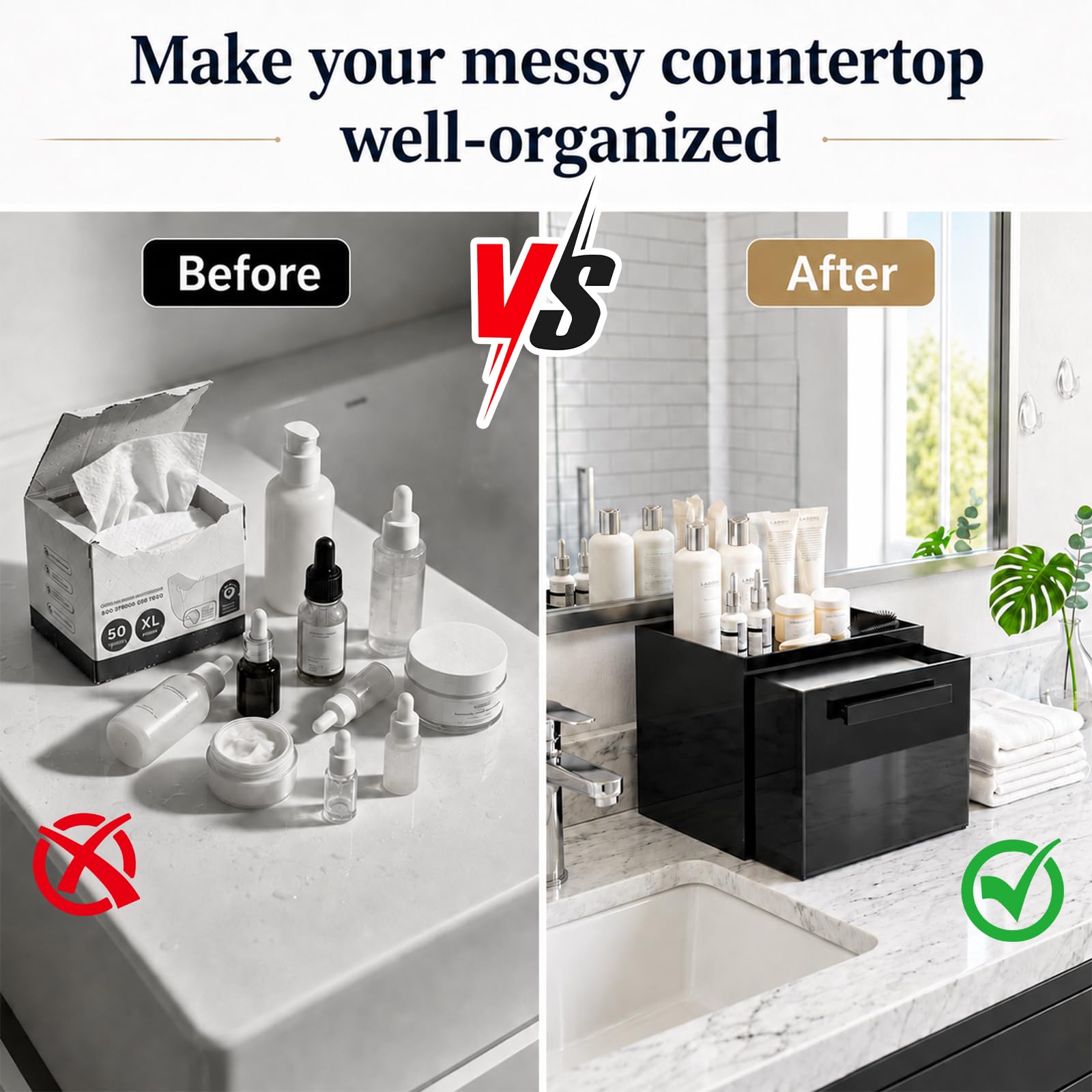 Acrylic Disposable Facial Towel Holder, Wall-Mounted Storage Box with Drawer