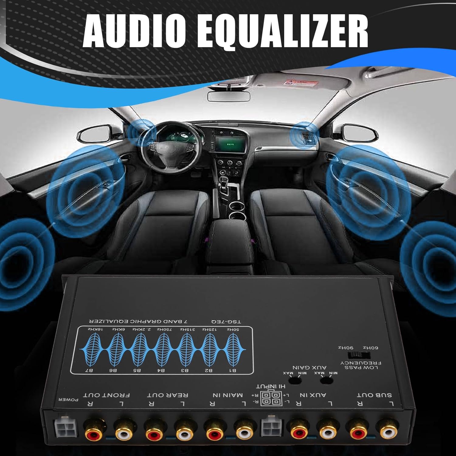 7 Band Car Equalizer Audio EQ Tuning Crossover Amplifier Parametric Car Preamplifier Audio Equalizer +-12dB