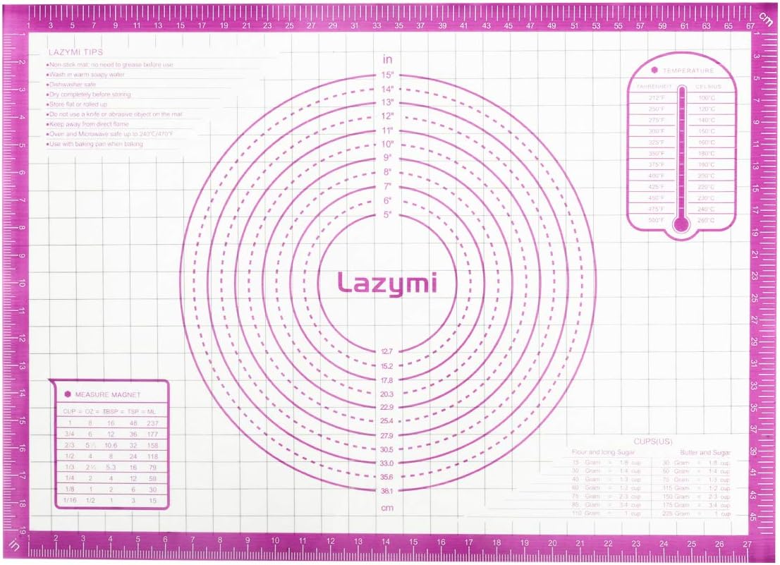 Extra Large Silicone Baking Mats Sheet, Non Stick Pastry Rolling Mat with Measurement 71×51cm, Non-Slip Silicon Dough kneading Mat, Counter Table Mat, Placemat, Fondant Icing/Cake/Pizza Mats (Purple)