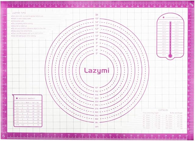 Extra Large Silicone Baking Mats Sheet, Non Stick Pastry Rolling Mat with Measurement 71×51cm, Non-Slip Silicon Dough kneading Mat, Counter Table Mat, Placemat, Fondant Icing/Cake/Pizza Mats (Purple)