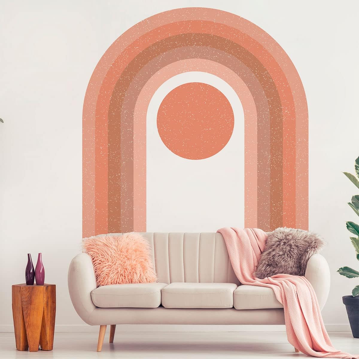Ambiance Sticker Non-Woven Wallpaper Pre-Glued Giant Murals Rainbow Arch Pink Decorative Adhesive 95 x 60 cm