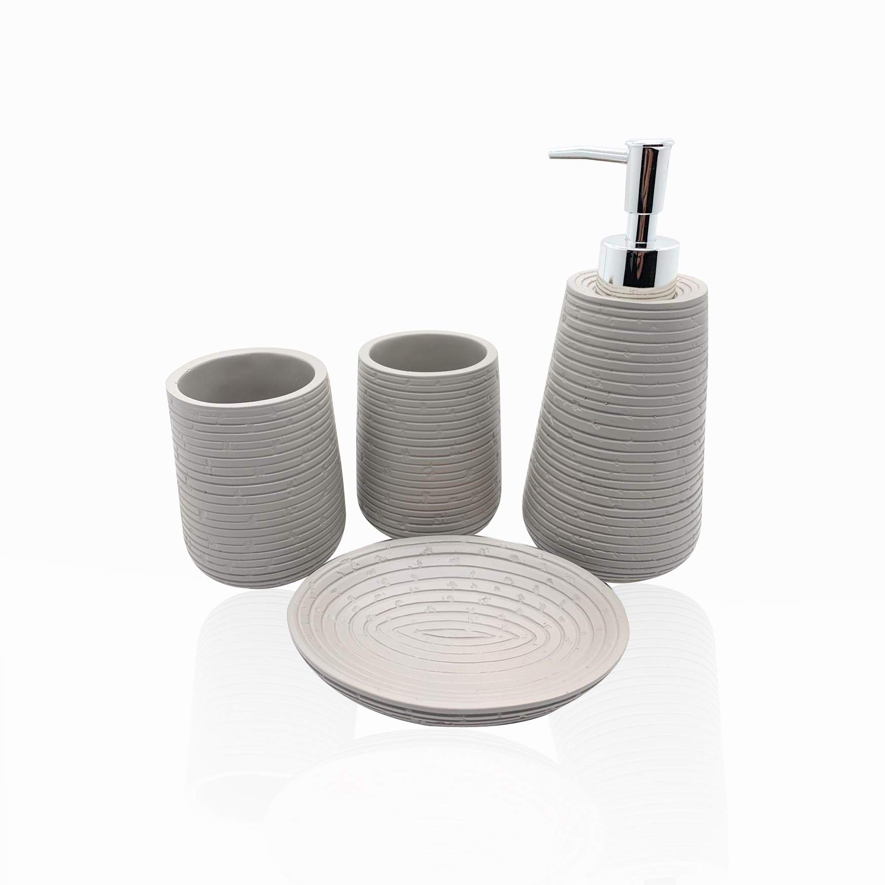See full amazon price history chart for VOLO Resin Bathroom Accessories Set With Soap Dispenser, Tumbler, Soap Dish And Toothbrush Holder, Grey, (4 Piece) VOLO Resin Bathroom Accessories Set With Soap Dispenser, Tumbler, Soap Dish And Toothbrush Holder, Grey, (4 Piece) (B07YMGP37T) Amazon Price History, Amazon Price Tracker