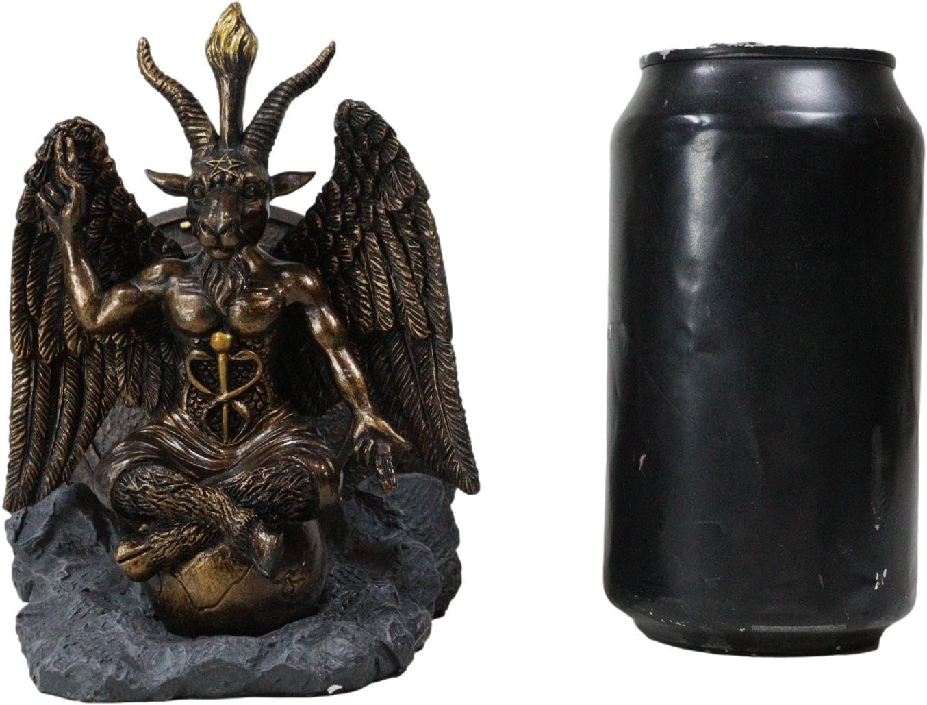 Ebros Gift Wicca Occult Sabbatic Goat Baphomet Sitting On Globe Round Coaster Set of Four Tiles with Velvet Backing Furniture Protector Bar Pub Kitchen Decorative Accent