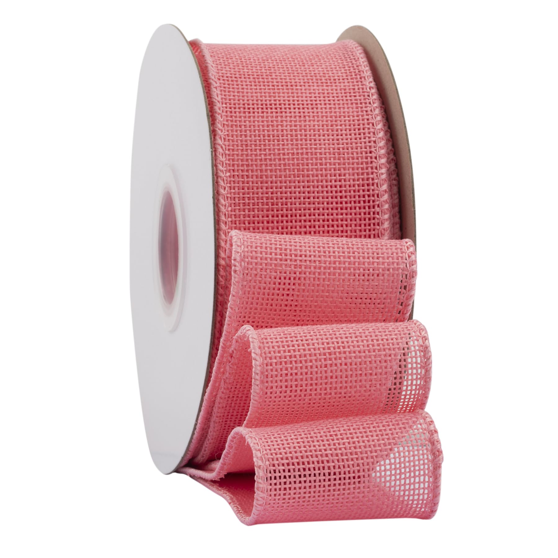 Ribbonitlux Pink Burlap Wired Ribbon, 50mm x 18 Meters, Wired Edge Burlap Ribbon for Gift Wrapping Big Bow, Wreath
